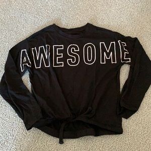 Rockets of Awesome black Awesome cropped shirt. Elastic at bottom with tie